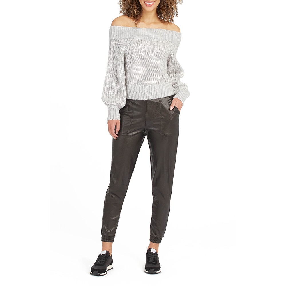 SPANX Leather Like Faux Leather Jogger Pants in Black